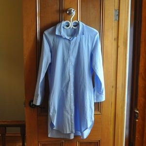 Zara Long Blue Pinstripe Tunic Trafaluc